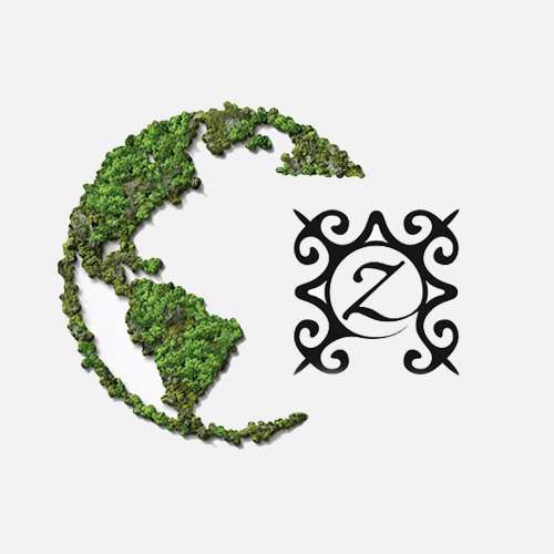 A globe made of leaves next to the zChocolat Z