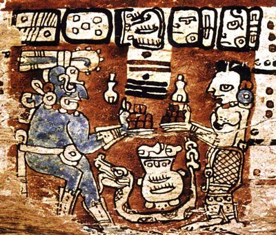 Maya gods trading cacao