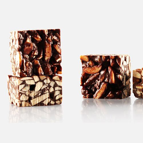 Vegan chocolates with caramelized nuts