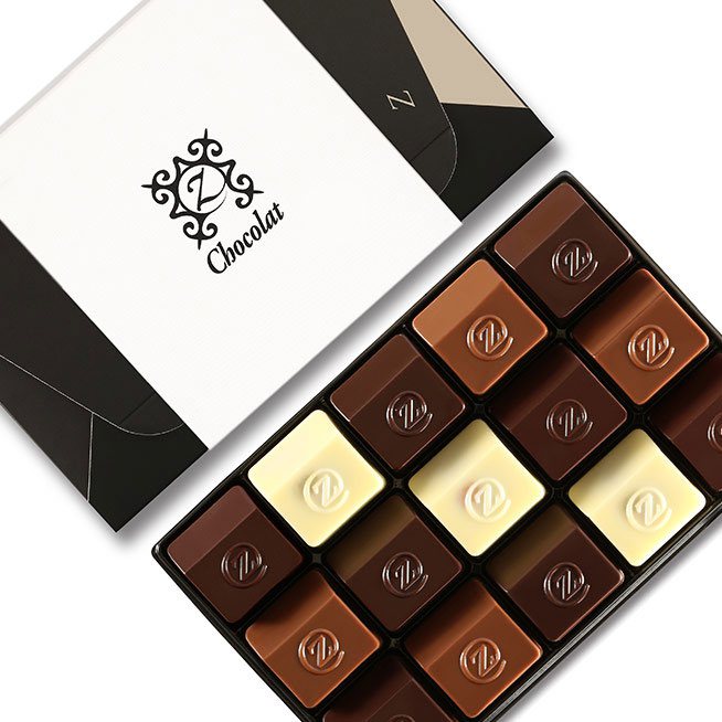 A box of zChocolat Z chocolates